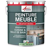 Peinture Meuble Cuisine, Salle de Bain - Résine Epoxy Bi-composant - ARCAPOXY MEUBLE - 2.5 kg (jusqu'à 30 m² en 2 couches) Vert Blanc - RAL 6019 - ARCANE INDUSTRIES