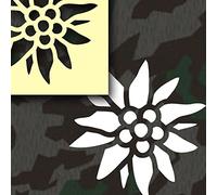 *peinture modèles autocollants en forme d'edelweiss type 2_lackierschablonen pochoir pochoirs autocollants gebirgsjäger randonneurs de montagne bundeswehr auto miltär véhicule 15 x 15 cm (#a471