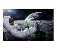 Peinture Moderne de manière créative Astronaute Boire de la bière sur la Lune Toile Impression peintures Affiche Mur Art Photos décor 50x70cm / 19.7"x27.6 sans Cadre