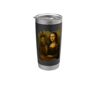 Peinture Mona Lisa Leonardo da Vinci Funny Art Parodie Gobelet isotherme en acier inoxydable double paroi