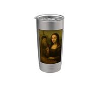 Peinture Mona Lisa Leonardo da Vinci Funny Art Parodie Gobelet isotherme en acier inoxydable double paroi