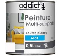 Peinture multi supports - ADDICT' PEINTURE - ADD114878 - Blanc mat - 0,5 litre - Excellent pouvoir garnissant
