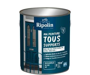 Peinture multi-supports - Bleu acapulco - RAL 5020 - Mat - Ripolin - 2L