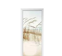 Peinture Murale 3D Stickers Porte Trompe Loeil Effet Décoration Auto Adhésif PVC Amovible Imperméable Autocollants De Porte Muraux. Balançoire De Roseau Au Bord De La Mer Amovible (77x200cm)