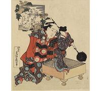 Peinture Murale d'art l'image Affiche en toile Célèbre Puppet on Go Game Board par Katsushika Hokusai Pour la Décoration Murale 60x90cm