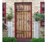 Peinture Murale De Porte Sticker Trompe L'Œil Porte En Bois Vintage Marron Stickers De Porte 3D Effet Décoration Auto Adhésif Amovible Imperméable Pvc Autocollants De Porte 95X215 Cm - Papier Peint D