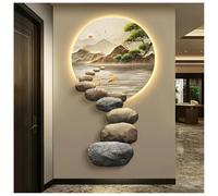 Peinture Murale Décorative 3D Grand Format, Imitation Sculpture, Décoration Murale En Porcelaine Cristal, Alimentation LED Murale, Pour Salon, Bureau Ou Chambre À Coucher(A,45x80cm/17.7x31.5in)