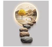 Peinture Murale Décorative 3D Grand Format, Imitation Sculpture, Décoration Murale En Porcelaine Cristal, Alimentation LED Murale, Pour Salon, Bureau Ou Chambre À Coucher(D,83x150cm/32.7x59.1in)