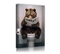 Peinture murale drôle de toile d’ours de salle de bain fresque de lecture d’animaux gravures sauvages originales affiches humoristiques œuvres pour la décoration du bureau à domicile 50x75cm