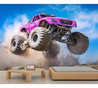 Peinture murale Monster Truck - Motif chat - Papier peint pour garçon - Pour salon, chambre à coucher, camion monstre - 350 x 254 cm - Ne se décolle pas et ne colle pas