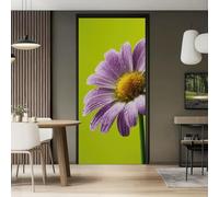 Peinture Murale Stickers, Nature Printemps Été Marguerites Fleurs Sticker mural Porte - Floral Champêtre Autocollant mural décoration, 77 x 200 cm Amovible Poster de Porte, Violet Intérieure Muraux