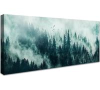 Peinture murale sur toile 50x120 cm Forêt brumeuse dans un cadre en bois