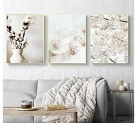 Peinture murale sur toile représentant un lapin rose printanier, un œuf et des fleurs de cerisier, un vase, des affiches et des impressions nordiques, décoration d'intérieur (40 x 60 cm, 3 pièces)