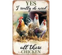 Peinture murale sur toile représentant un poulet. Oui, j'ai vraiment besoin de tous ces poulets. Affiche vintage, décoration murale pour salon, chambre, bureau, maison, 30,5 x 40,6 cm. Encadrée.