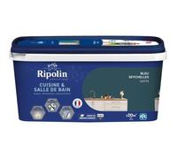 Peinture murs, boiseries, plafonds, radiateurs - RIPOLIN - Cuisine et bain - 2 L - Bleu Seychelles