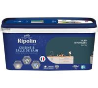 Peinture murs, boiseries, plafonds, radiateurs - RIPOLIN - Cuisine et bain - 2 L - Bleu Seychelles
