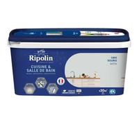 Ripolin - Peinture Intérieure Cuisine et Bain - Murs, Boiseries et Radiateurs - Adapté Pièces Humides - Effet Perlant - Lessivable - Haute Résistance - Gris Souris - Satin - 2L