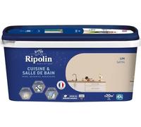 Peinture murs, boiseries, plafonds, radiateurs - RIPOLIN - Cuisine et bain - 2 L - Lin