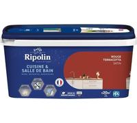 Peinture murs, boiseries, plafonds, radiateurs - RIPOLIN - Cuisine et bain - 2 L - Rouge Terracotta