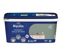 Ripolin - Peinture Intérieure Cuisine et Bain - Murs, Boiseries et Radiateurs - Adapté Pièces Humides - Effet Perlant - Lessivable - Haute Résistance - Vert Nobile - Satin - 2L