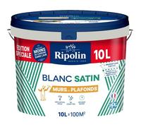Peinture murs et plafonds - Blanc - Satin - RIPOLIN - 10 L - Edition spéciale bi-couche