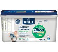 Peinture murs et plafonds - Blanc - Satin - RIPOLIN - Illico - 3 L