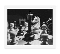 Peinture numérique d'échecs en noir et blanc - Peinture par numéro à partir de photos - Kits de peinture à l'huile numérique avec pinceaux - Peinture par numéros pour débutants - Décoration murale