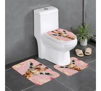 Peinture Numérique d'un Portrait De Girafe Tapis De Bain 3 Pièces Antidérapant Tapis Contour Toilette Lavable Carpettes De Toilette pour Chambre À Coucher Douche Intérieur