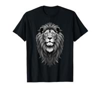 Peinture numérique Monochrome pour Amoureux des Chats Portrait de Lion T-Shirt