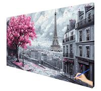 Peinture Numero Adulte 100x40cm Peinture Numero Enfant Paris Activité Manuelle Adulte Painting by Numbers Arbre Cheerful Painting Art Kits Tableau a Peindre pour Cadeau Femme Decoration Murale J-27