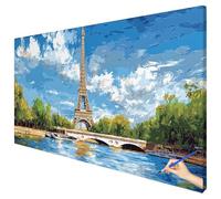 Peinture Numero Adulte 100x40cm Peinture Numero Enfant Paysage Activité Manuelle Adulte Painting by Numbers Paris Cheerful Painting Art Kits Tableau a Peindre pour Cadeau Femme Decoration Murale E-56