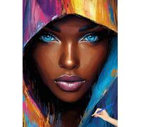 Peinture Numero Adulte Abstrait Peinture Numero Afrique Activité Manuelle Adulte Paint by Numbers for Adults Loisir Creatif Kit DIY Cheerful Painting by Numbers Tableau Decoration Murale 40x50cm C-33