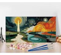 Peinture Numero Adulte Abstrait Peinture Numero Enfant Ciel éToilé Painting by Numbers, DIY Loisir Creatif Adulte Couleur Canevas Travaux Manuels, Décoration Murale Cadeau Sans Cadre 50x100cm A-R046