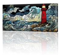 Peinture Numero Adulte Abstrait Phare Peinture Enfant, loisirs Créatifs Adultes, DIY Peint à la Main kit de Peintures à l'huile, Coloriage Numero Art Peintures kit, Décoration Murale 25x50cm w-126