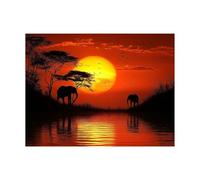 Peinture Numero Adulte Afrique Toile Peinture par Numero Enfant Débutant avec Couleur Toile Éléphant 50x70 CM Loisirs Créatifs Adultes Paint by Numbers pour Decoration Maison Cadeau Femme LZYH-9785