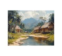 Peinture Numero Adulte Afrique Toile Peinture par Numero Enfant Débutant avec Toile Pequeño Puebloge 50x70 CM Loisirs Créatifs Adultes Paint by Numbers pour Decoration Maison Cadeau Femme LZYH-10566