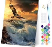 Peinture Numero Adulte Aigle, Peinture par Numero Adulte Coucher De Soleil, DIY Loisirs Créatifs Adultes, Numero d'art Kits avec Pinceaux et Acryliques, pour Décoration Maison Cadeau 40x50cm I-8206