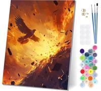 Peinture Numero Adulte Aigle, Peinture par Numero Adulte Flamme, DIY Loisirs Créatifs Adultes, Numero d'art Kits avec Pinceaux et Acryliques, pour Décoration Maison Cadeau Femme 60x80cm Q-3371