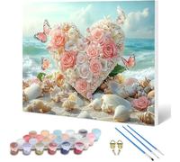 Peinture Numero Adulte Amour Peinture Numero Plage Paint by Numbers for Adults avec Pinceaux et Acryliques DIY Activité Manuelle Adulte pour Decoration Maison, Cadeau Femme 40 x 30 cm -hjw250106H