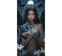 Peinture Numero Adulte Ange sombre et Loup, DIY Peinture Acrylique pour Débutants, Loisirs Créatifs Adultes Activité Manuelle, Peinture par Décoration Murale et Cadeaux Pour La Maison 50x100cm a-268