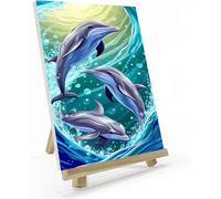 Peinture Numero Adulte Animal Dauphin, Peinture par Numéros pour Adulte Enfants 30x60cm, Peinture par Numero d'art avec Pinceaux et Acryliques Bricolage Peintures Kits pour la Décoration Cadeau Z-682