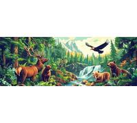 Peinture Numero Adulte Animal Grand Format 15x45 cm, DIY Forêt Peinture Numero Enfant avec Pinceaux, Pigment Acrylique, Peinture par Numero Adulte Kit Pour Décoration Murale Cadeau (Sans Cadre)-H907
