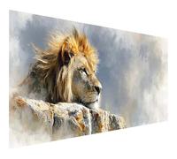 Peinture Numero Adulte Animal, Lion DIY Peinture Numero Enfant, Activité Manuelle Adulte Kits, Paint by Numbers Kits avec Pinceaux et Pigment Acryliques, Decoration Automne, Cadeau, 60x30cm 7-6328