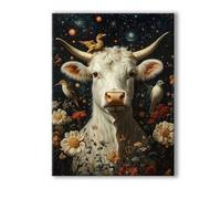 Peinture Numero Adulte Animal, Peinture Numero Adulte avec Cadre 20x30cm, 5D DIY Bœuf Paint by Numbers avec 3 Pinceaux et Peintures Acryliques, Loisirs Créatifs Adultes Decoration Murale 0R-114