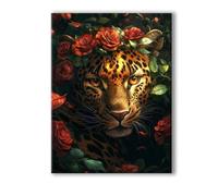 Peinture Numero Adulte Animal, Peinture Numero Adulte avec Cadre 20x30cm, 5D DIY Léopard Paint by Numbers avec 3 Pinceaux et Peintures Acryliques, Loisirs Créatifs Adultes Decoration Murale 0R-47