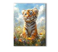 Peinture Numero Adulte Animal, Peinture Numero Adulte avec Cadre 20x30cm, 5D DIY Tigre Paint by Numbers avec 3 Pinceaux et Peintures Acryliques, Loisirs Créatifs Adultes Decoration Murale 0R-92