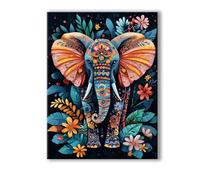 Peinture Numero Adulte Animal, Peinture Numero Adulte avec Cadre 45x60cm, 5D DIY Éléphant Paint by Numbers avec 3 Pinceaux et Peintures Acryliques, Loisirs Créatifs Adultes Decoration Murale 0R-52