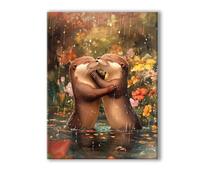 Peinture Numero Adulte Animal, Peinture Numero Adulte avec Cadre 45x60cm, 5D DIY Loutre Paint by Numbers avec 3 Pinceaux et Peintures Acryliques, Loisirs Créatifs Adultes Decoration Murale 0R-129