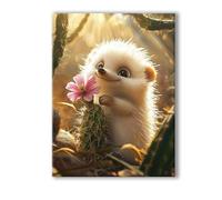 Peinture Numero Adulte Animal, Peinture Numero Adulte avec Cadre 80x100cm, 5D DIY Hérisson Paint by Numbers avec 3 Pinceaux et Peintures Acryliques, Loisirs Créatifs Adultes Decoration Murale 0R-51