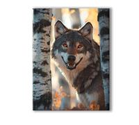 Peinture Numero Adulte Animal, Peinture Numero Adulte avec Cadre 80x100cm, 5D DIY Loup Paint by Numbers avec 3 Pinceaux et Peintures Acryliques, Loisirs Créatifs Adultes Decoration Murale 0R-81